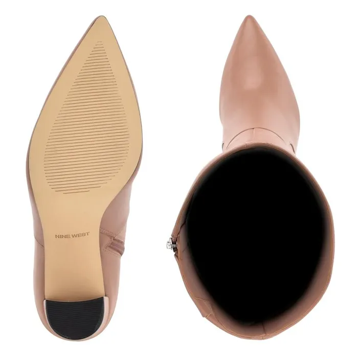 Danee Dress Boots Peach Tan Leather Women Nine West Boots and Booties