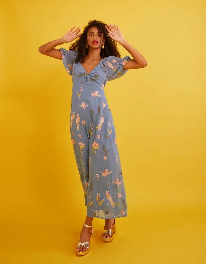 Dani Embroidered Midi Dress Blue Women Monsoon Dresses
