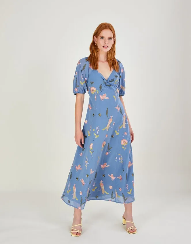 Dani Embroidered Midi Dress Blue Women Monsoon Dresses