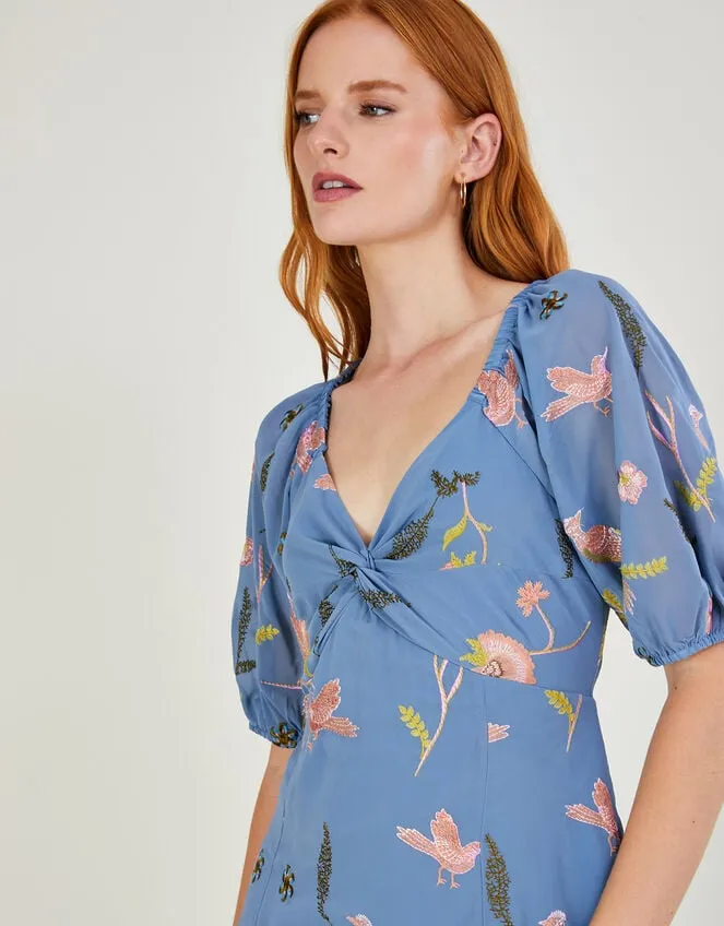 Dani Embroidered Midi Dress Blue Women Monsoon Dresses
