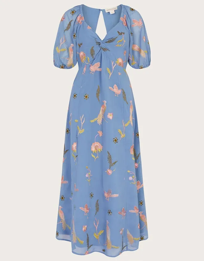 Dani Embroidered Midi Dress Blue Women Monsoon Dresses