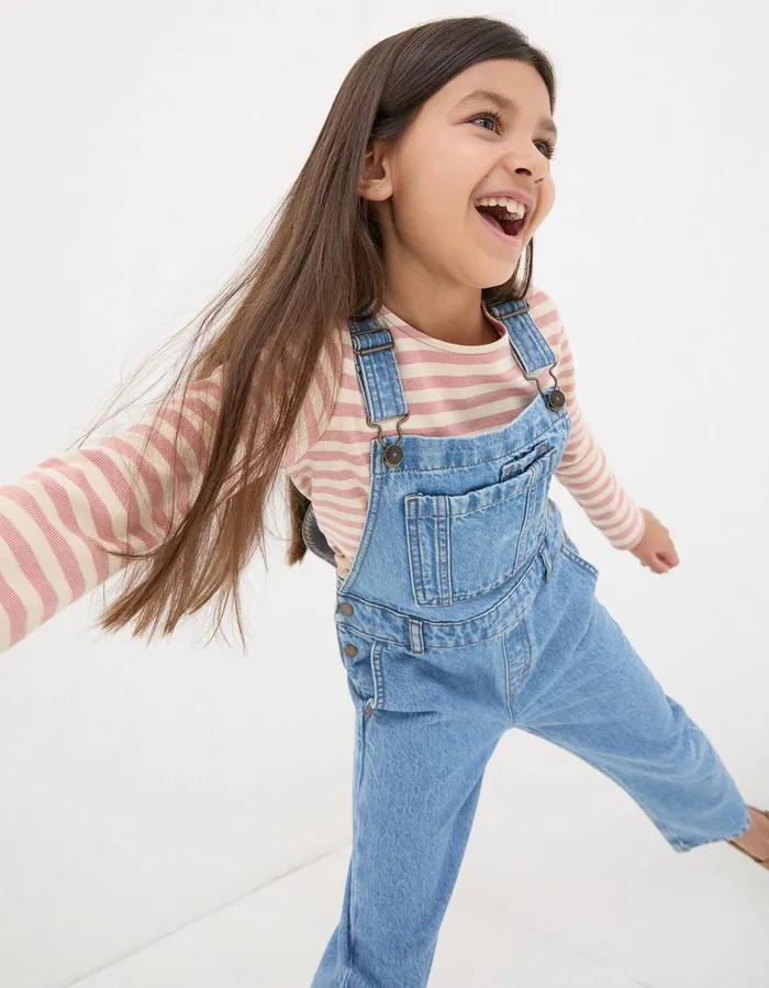 Darby Denim Dungarees Denim Blue Girls FatFace Dungarees Jeans and Leggings