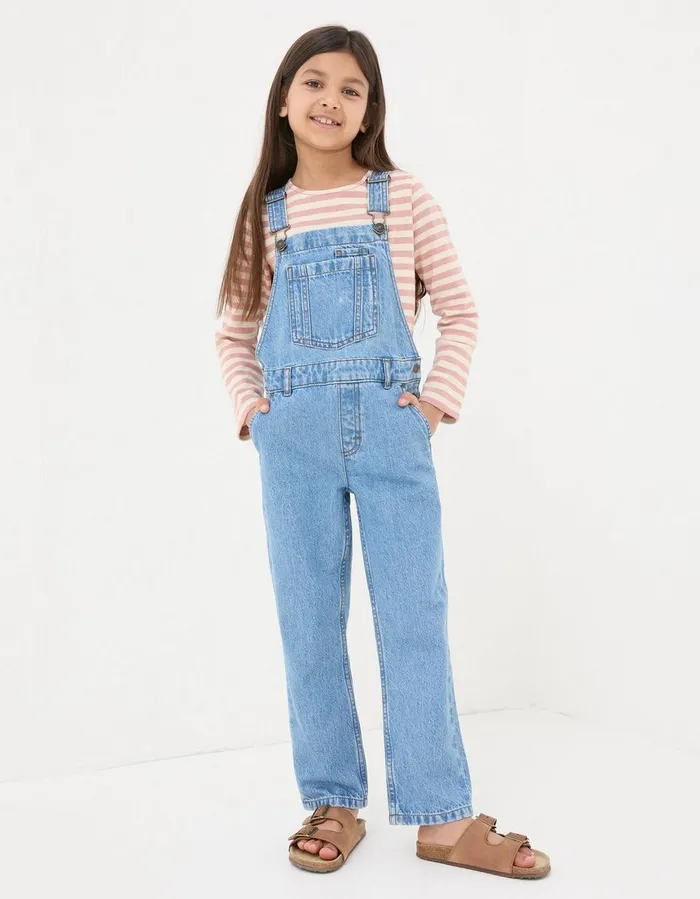 Darby Denim Dungarees Denim Blue Girls FatFace Dungarees Jeans and Leggings