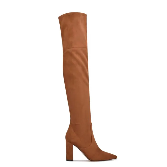 Daser Wide Calf Over The Knee Boots Cognac Suede Women Nine West Boots and Booties