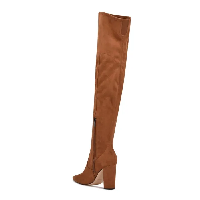 Daser Wide Calf Over The Knee Boots Cognac Suede Women Nine West Boots and Booties