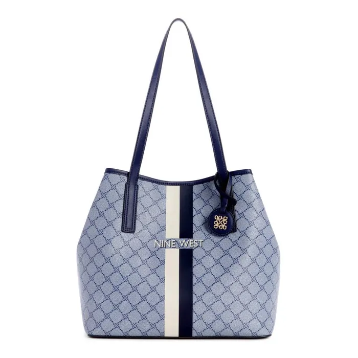 Delaine 2 In 1 Tote Chambray Logo Navy WomenMen Nine West Totes and Backpacks