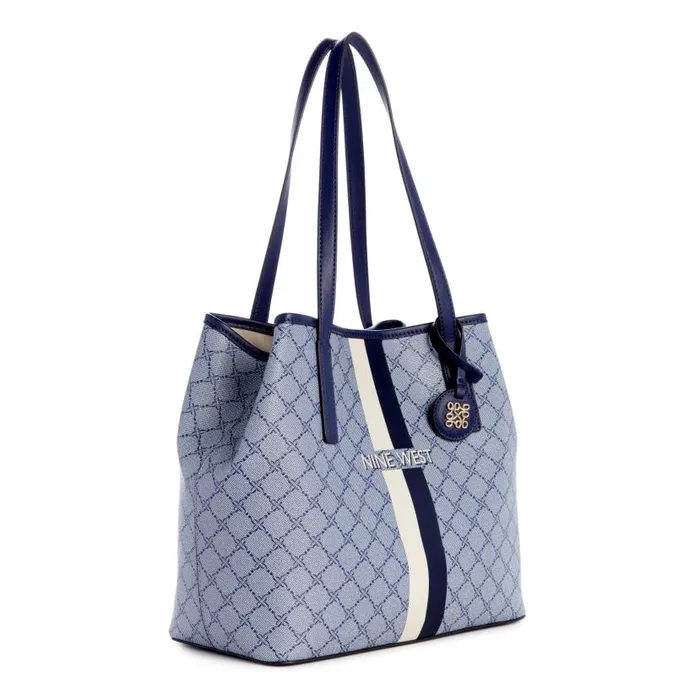 Delaine 2 In 1 Tote Chambray Logo Navy WomenMen Nine West Totes and Backpacks Delaine 2 In 1 Tote Chambray Logo Navy WomenMen Nine West Totes and Backpacks