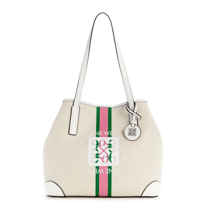 Delaine 2 In 1 Tote Cream Logowhite WomenMen Nine West Totes and Backpacks