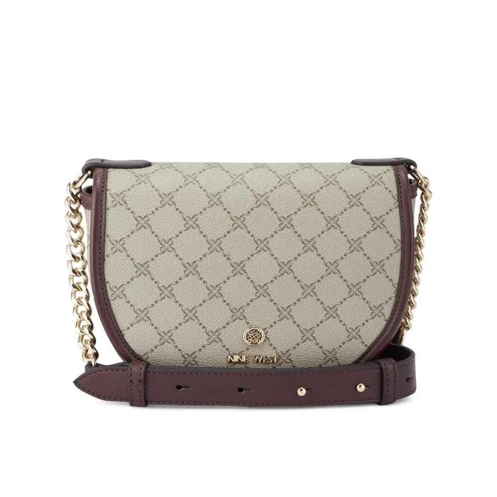 Delaine Crossbody Saddle Bag Beige Logomerlot WomenMen Nine West Crossbody