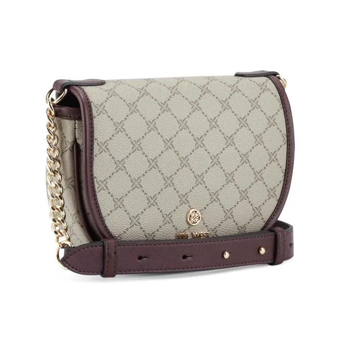 Delaine Crossbody Saddle Bag Beige Logomerlot WomenMen Nine West Crossbody