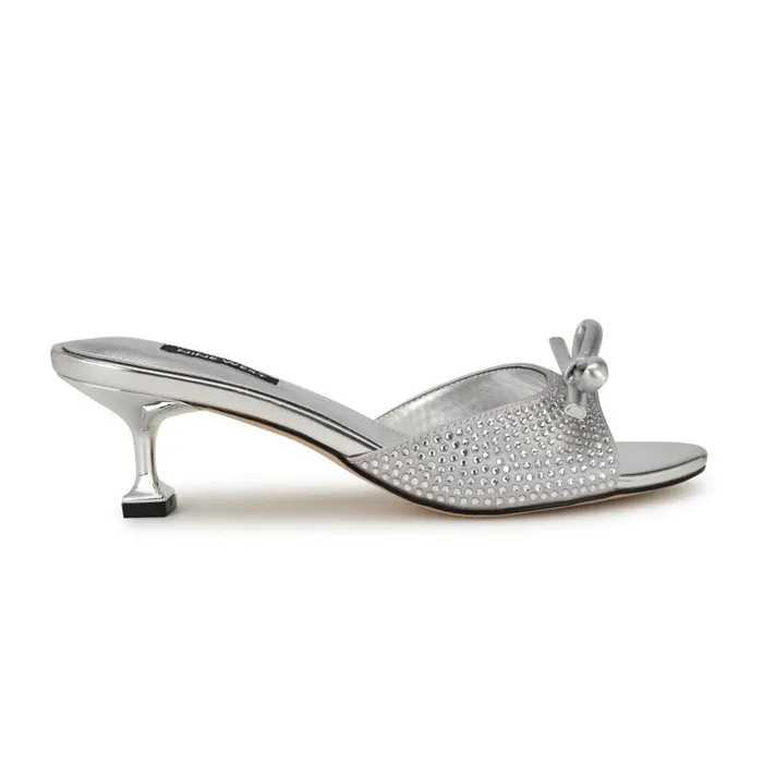 Delly Bow Sandals Silver Women Nine West Sandals