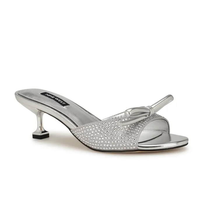 Delly Bow Sandals Silver Women Nine West Sandals