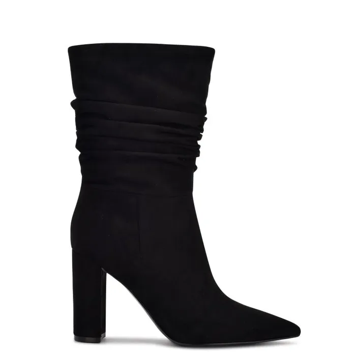 Denner Dress Boots Black Suede Women Nine West Heels