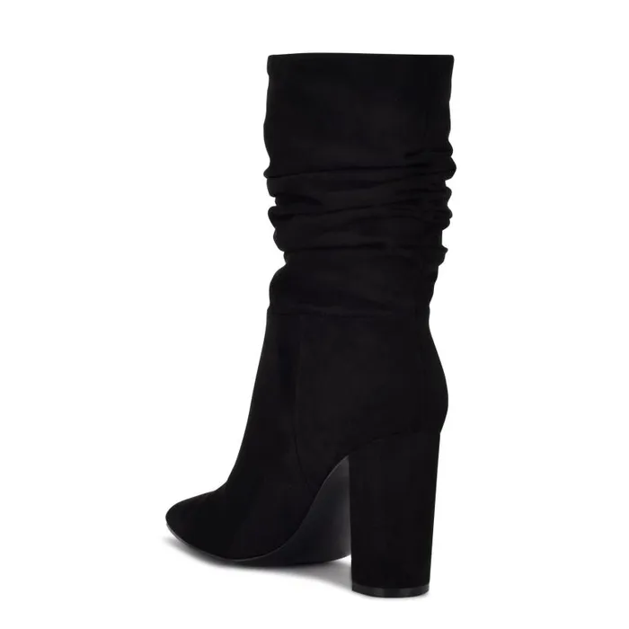 Denner Dress Boots Black Suede Women Nine West Heels