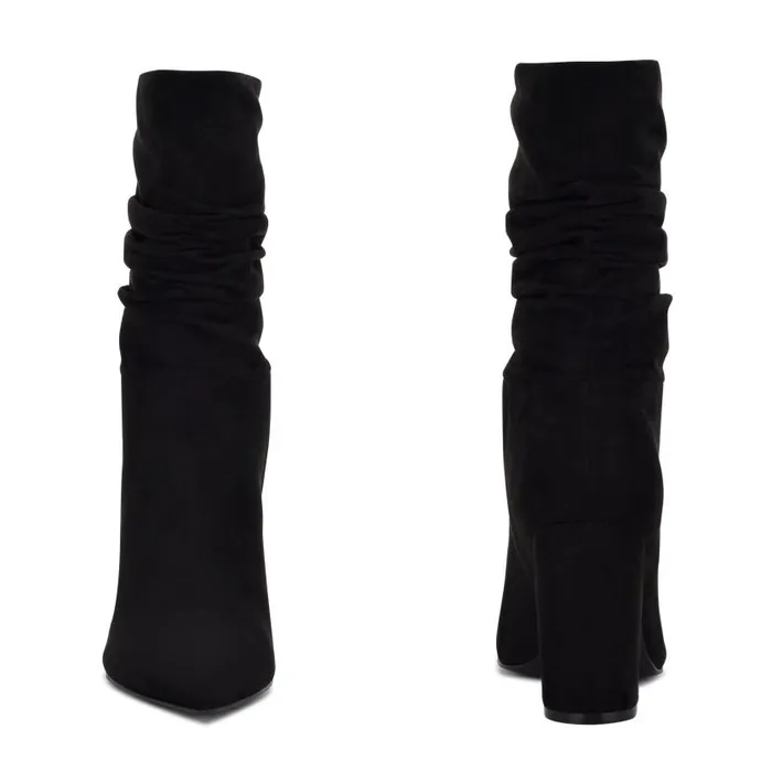 Denner Dress Boots Black Suede Women Nine West Heels