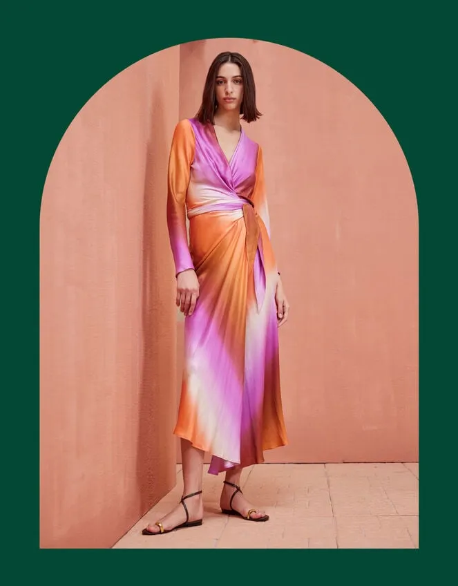 Devotion Twins Ombre Satin Dress Purple Women Monsoon Dresses