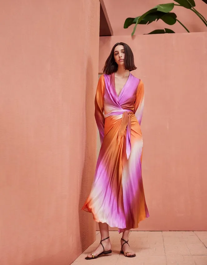 Devotion Twins Ombre Satin Dress Purple Women Monsoon Dresses
