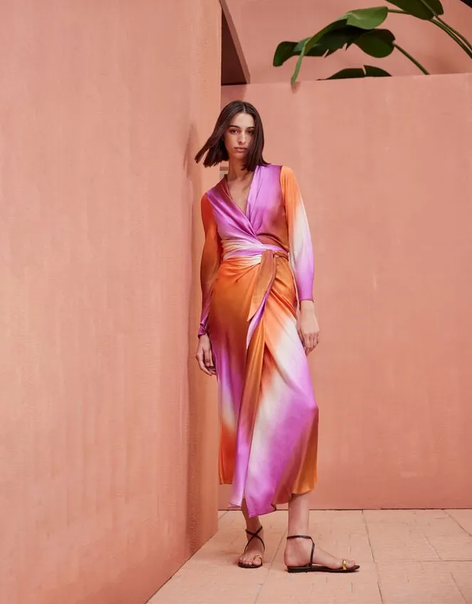 Devotion Twins Ombre Satin Dress Purple Women Monsoon Dresses