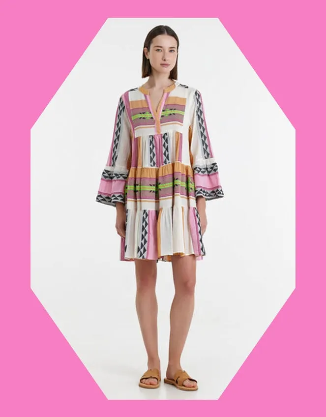 Devotion Twins Short Jacquard Dress Multi Women Monsoon Dresses