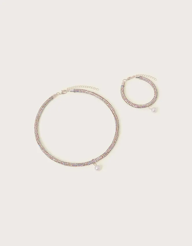 Diamante Necklace And Bracelet Set Children Monsoon Girls039 Jewellery