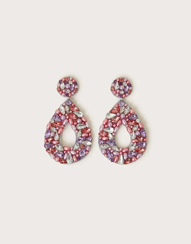 Diamante Statement Earrings Pink Women Monsoon Jewellery and Hair