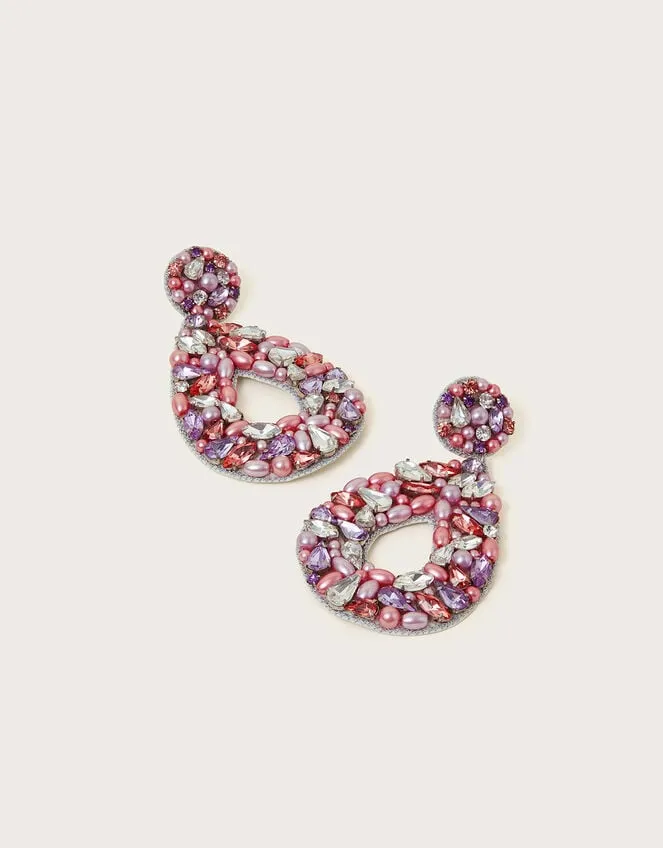 Diamante Statement Earrings Pink Women Monsoon Jewellery and Hair