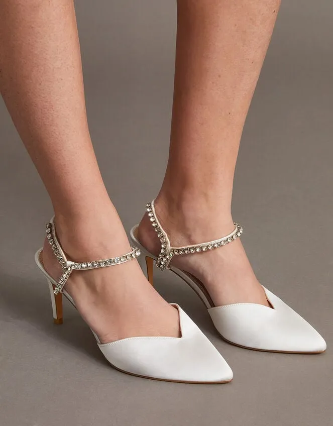 Diamante Trim Pointed Toe Bridal Heels Ivory Women Monsoon Heels