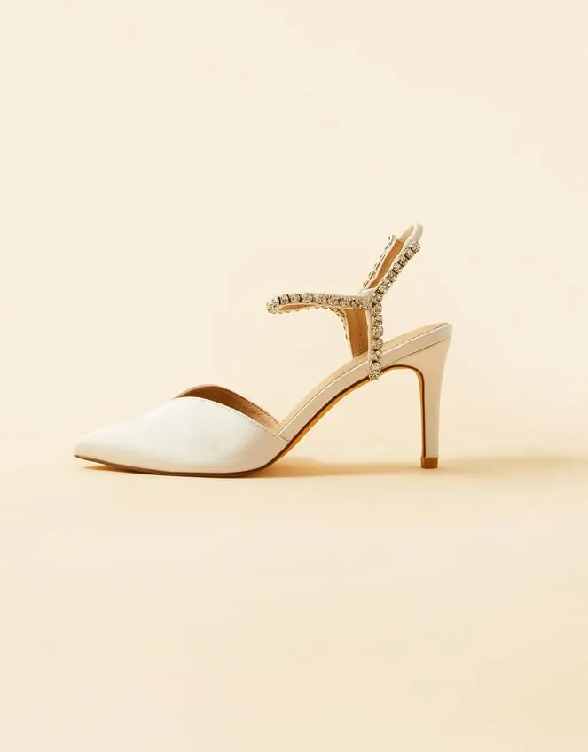 Diamante Trim Pointed Toe Bridal Heels Ivory Women Monsoon Heels