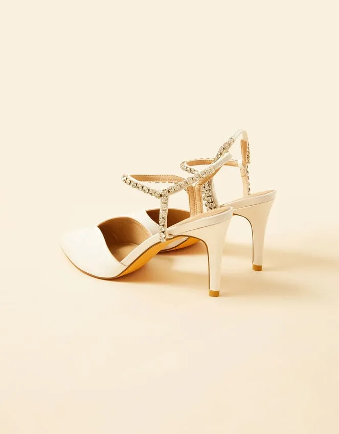 Diamante Trim Pointed Toe Bridal Heels Ivory Women Monsoon Heels