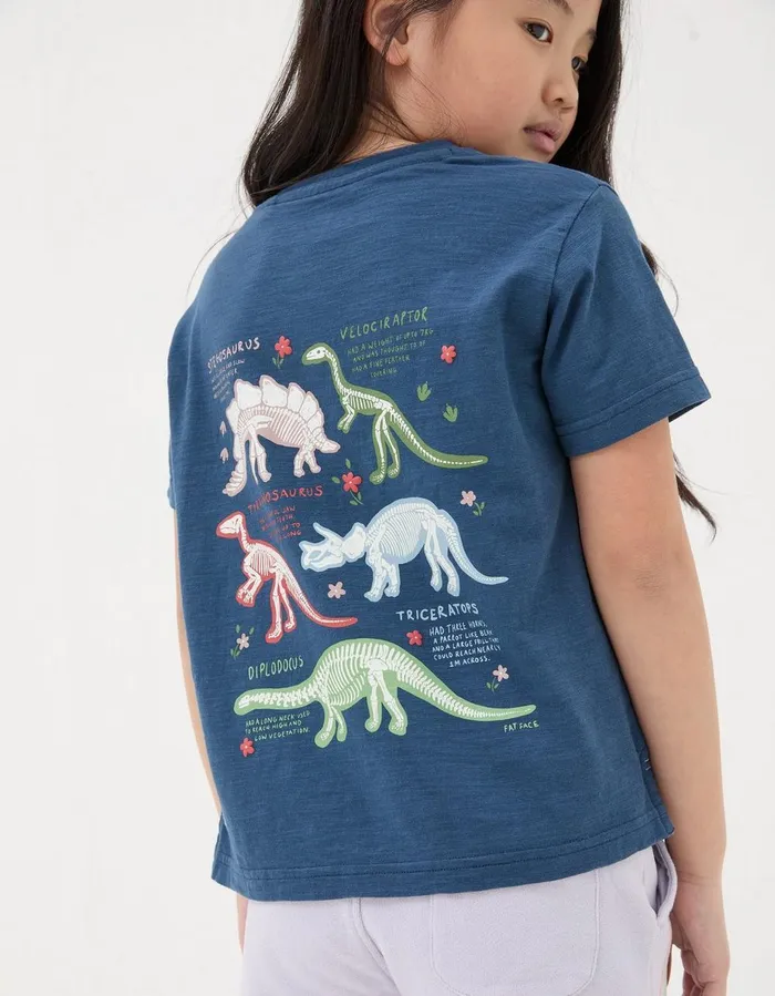 Dinosaur Graphic TShirt Navy Girls FatFace Tops and TShirts