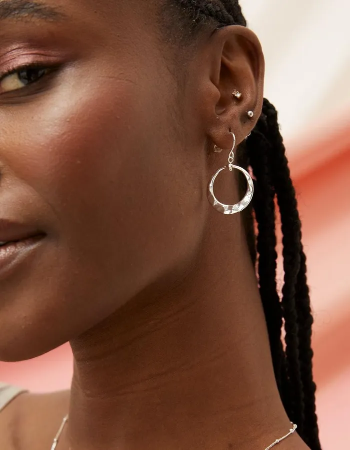 Disc Drop Earrings Silver Women FatFace Jewellery