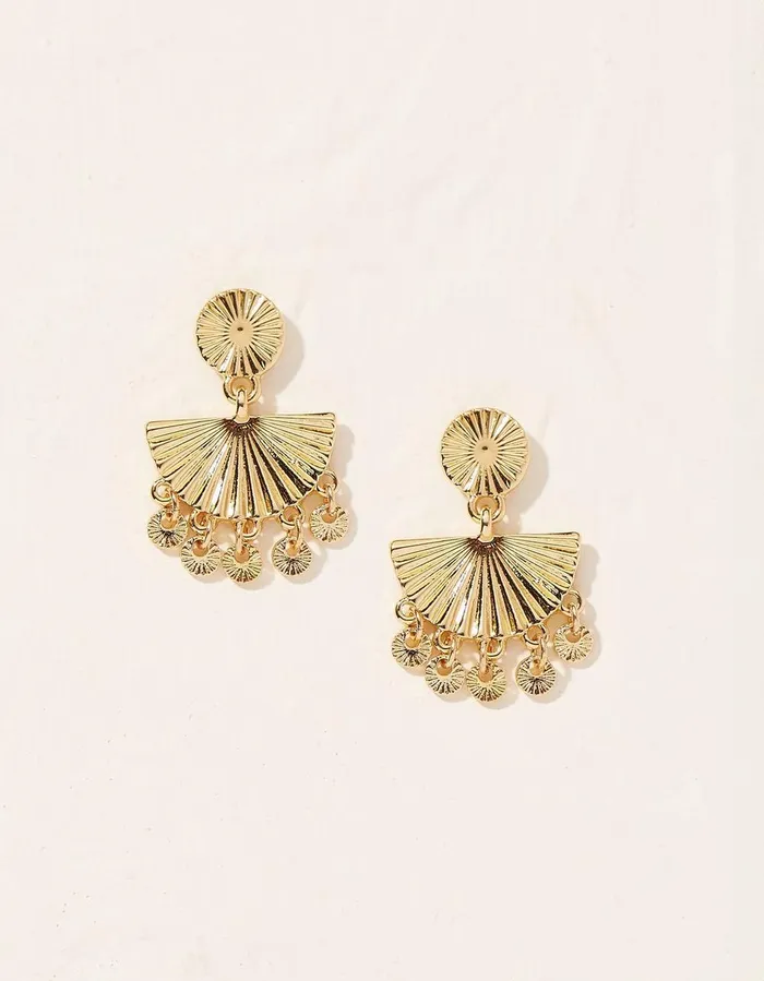 Disc Dropped Earrings Gold Women FatFace Jewellery