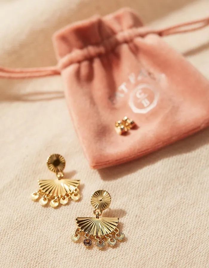 Disc Dropped Earrings Gold Women FatFace Jewellery