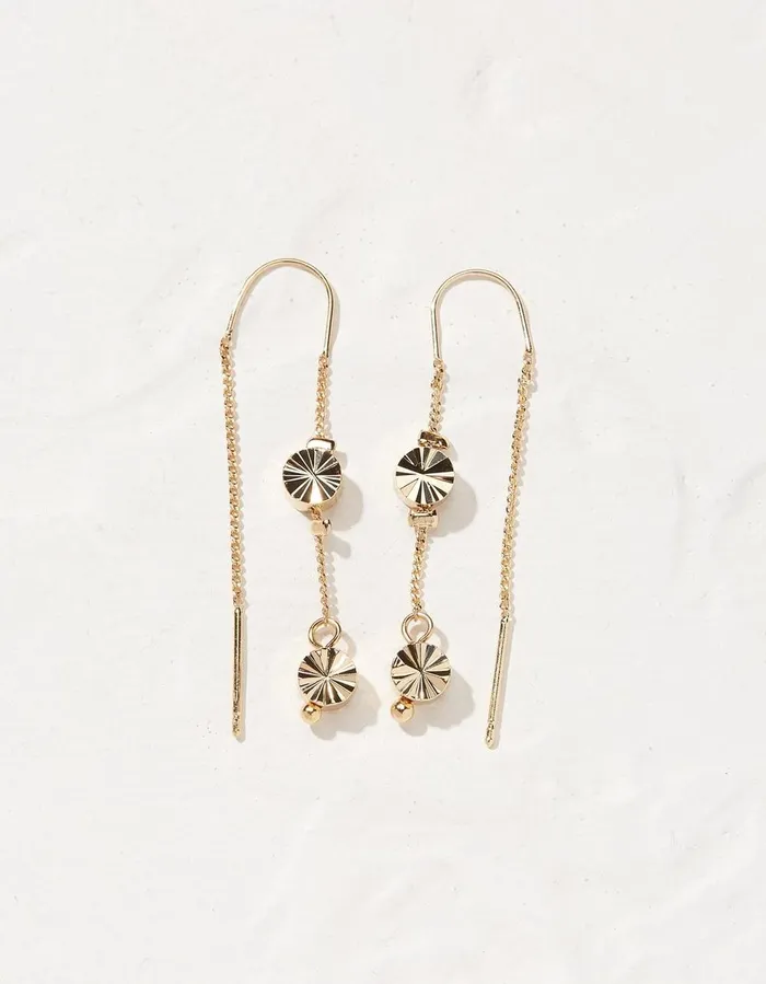 Disc Pull Thru Earrings Gold Women FatFace Jewellery