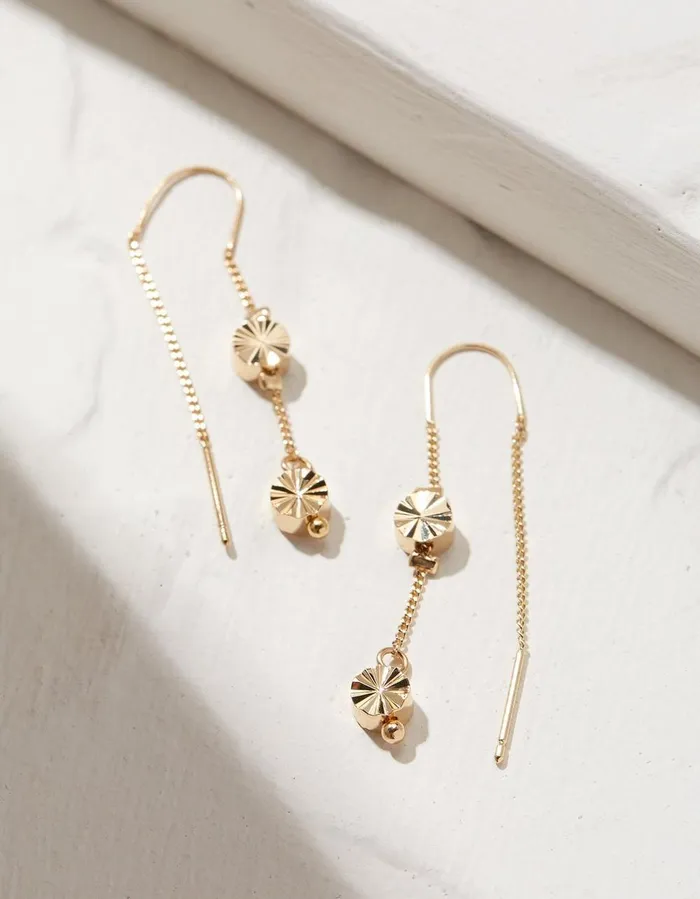 Disc Pull Thru Earrings Gold Women FatFace Jewellery