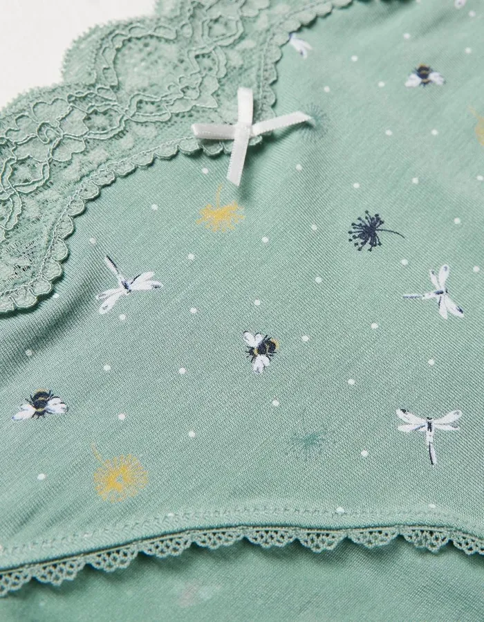 Ditsy Bee Mini Knickers Green Haze Women FatFace Socks Underwear and Tights