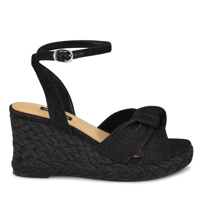 Dotime Espadrille Wedge Sandals Black Denim Women Nine West Sandals