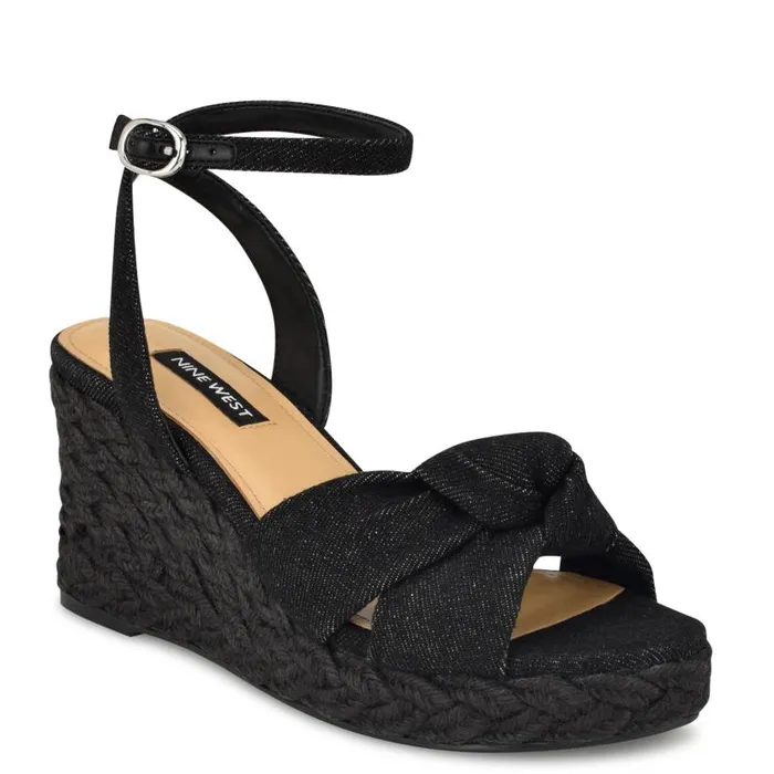 Dotime Espadrille Wedge Sandals Black Denim Women Nine West Sandals