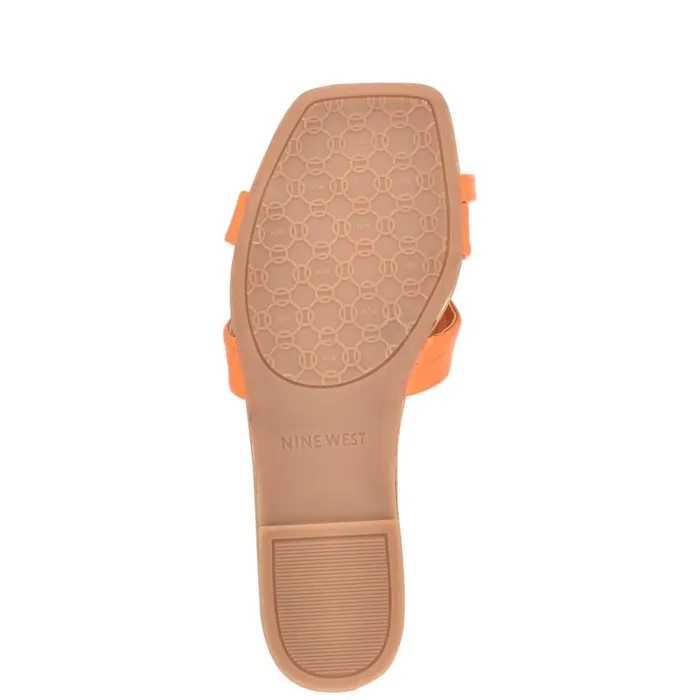 Dotty Flat Slide Sandals Orange Embossed Croco Women Nine West Sandals