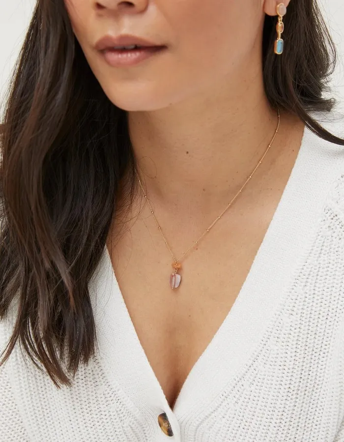 Double Stone Necklace Gold Women FatFace Jewellery