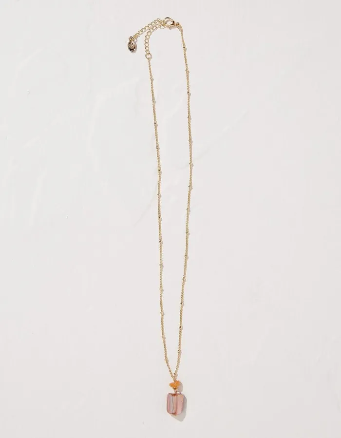 Double Stone Necklace Gold Women FatFace Jewellery