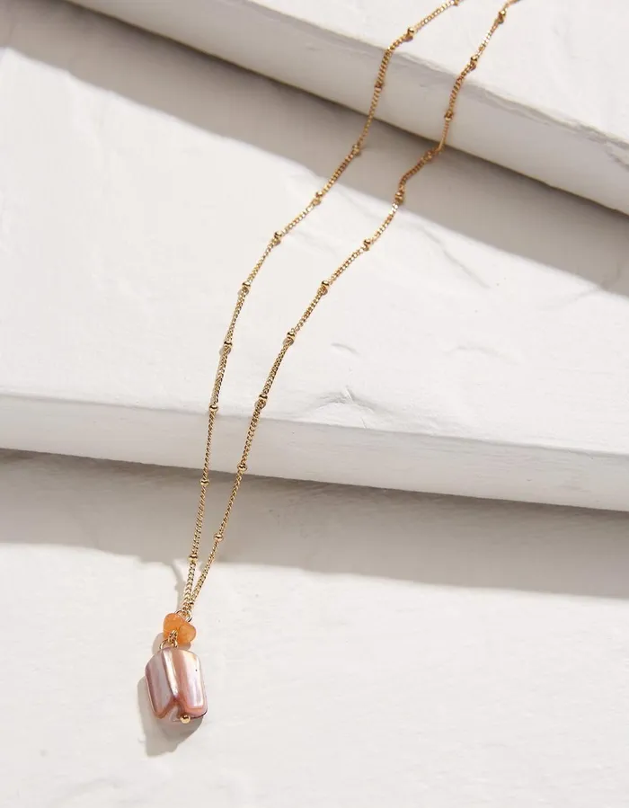 Double Stone Necklace Gold Women FatFace Jewellery