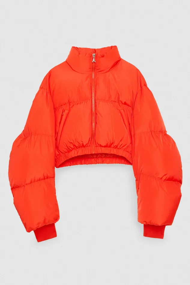 Down Jackets Women Patrizia Pepe Cropped Over Down Jacket Intense Orange