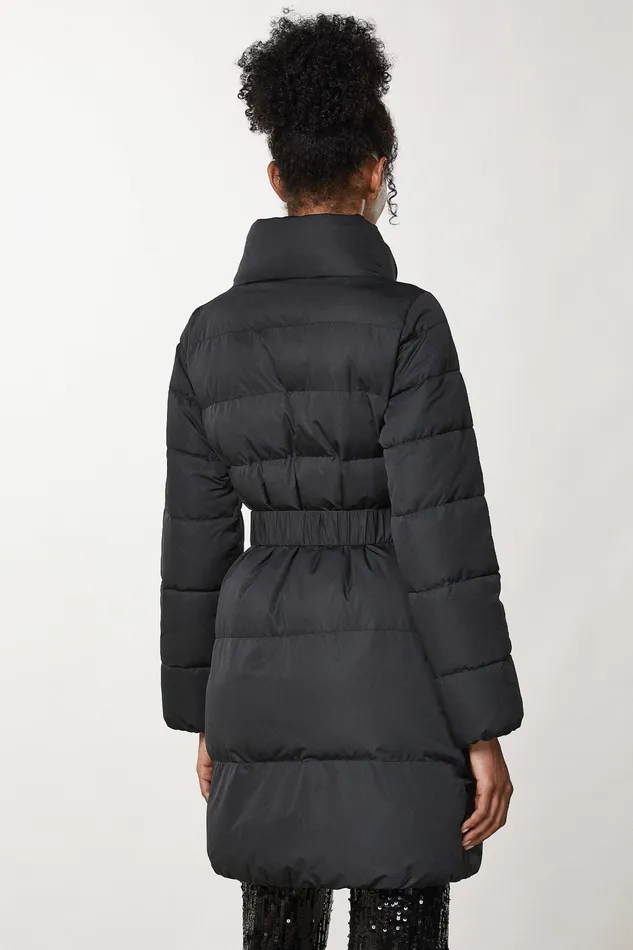 Down Jackets Women Patrizia Pepe Down Jacket With Belt Nero