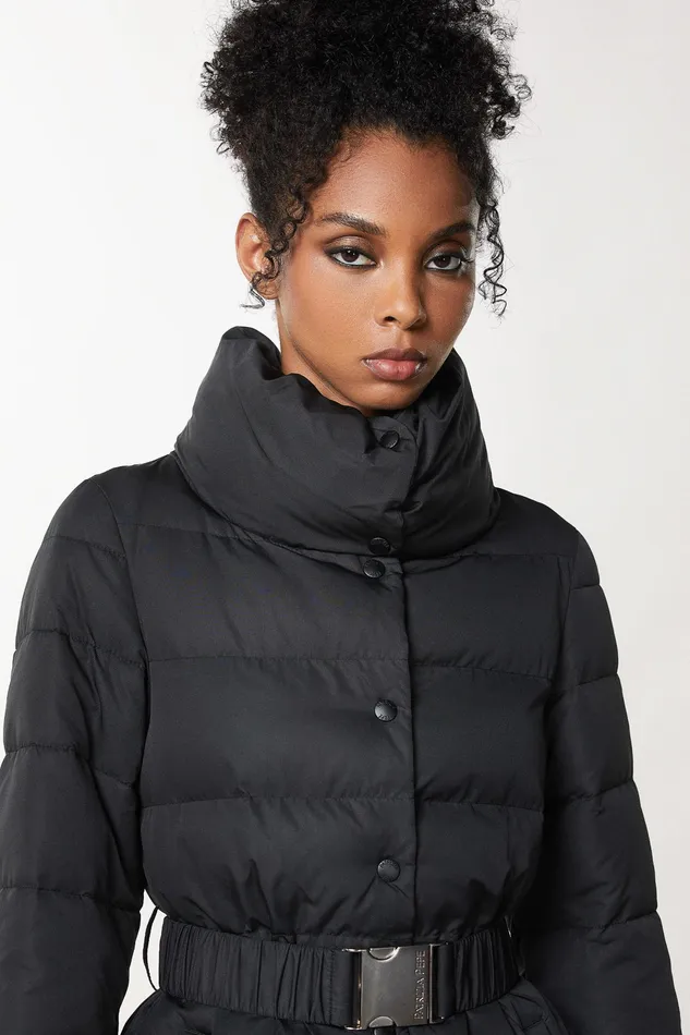 Down Jackets Women Patrizia Pepe Down Jacket With Belt Nero