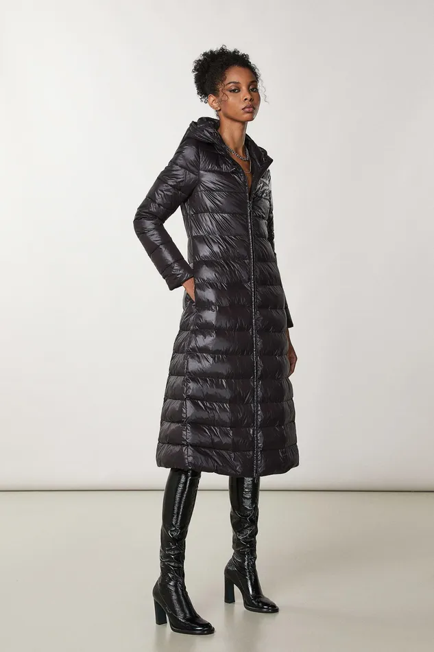 Down Jackets Women Patrizia Pepe Long Down Jacket With Hood Nero