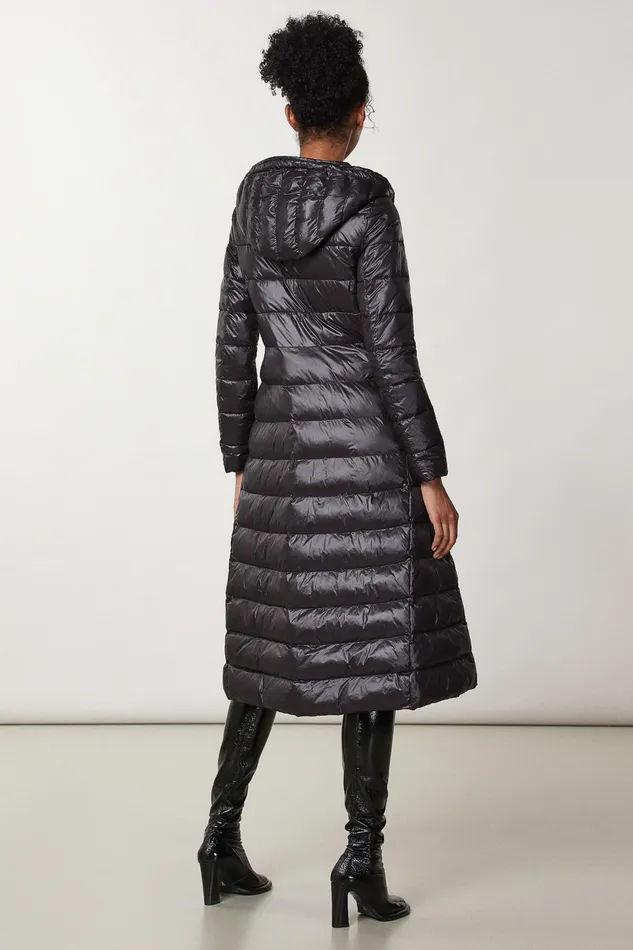 Down Jackets Women Patrizia Pepe Long Down Jacket With Hood Nero