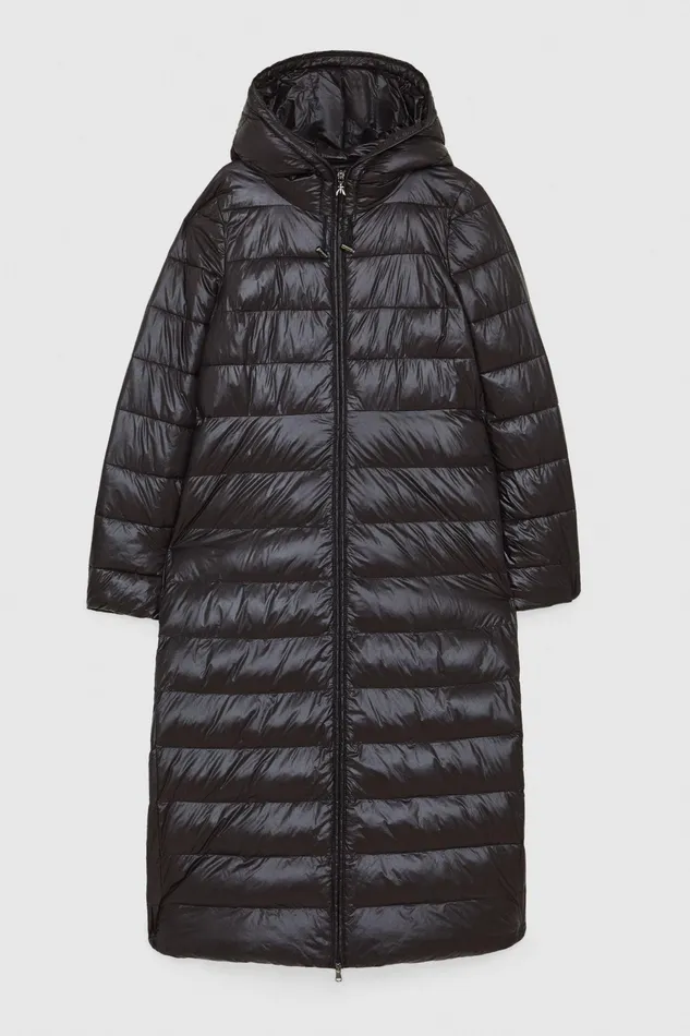 Down Jackets Women Patrizia Pepe Long Down Jacket With Hood Nero