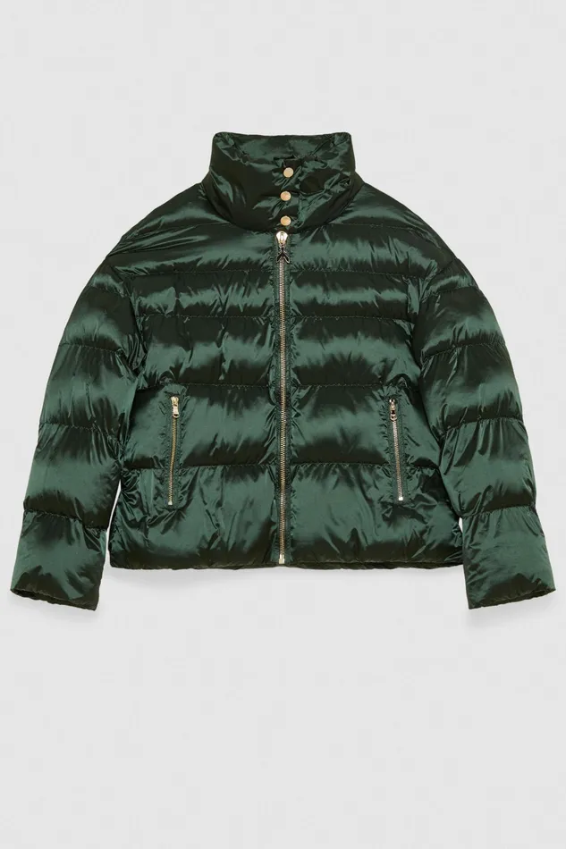 Down Jackets Women Patrizia Pepe Shiny Nylon Down Jacket Tuscany Green