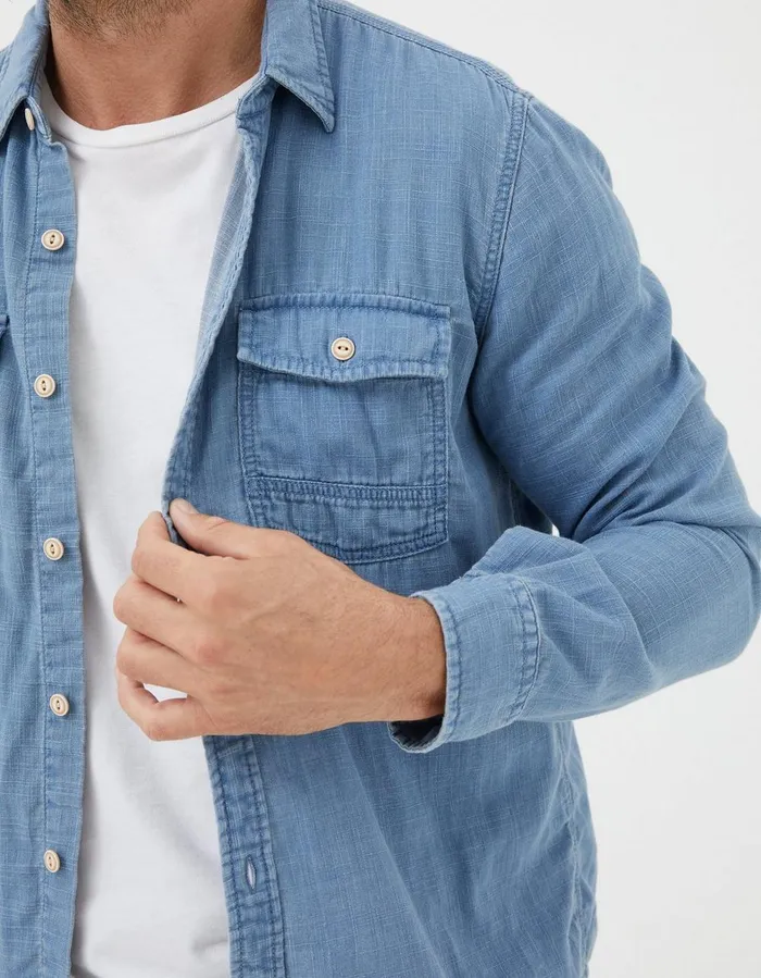 Drayton Indigo Shirt Light Denim Blue Men FatFace Shirts